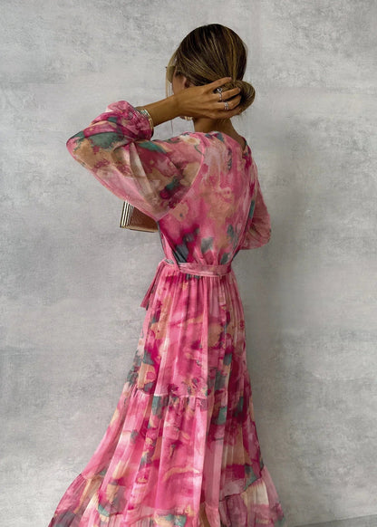 ZOEY | Vibrant Floral Wrap Dress with Flattering Tiered Silhouette