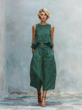 Women's Two-Piece Set with Ruffled Hem