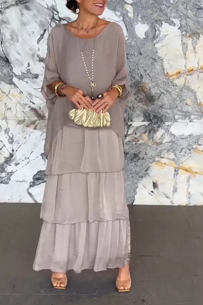 Nora Cape Dress - Gray