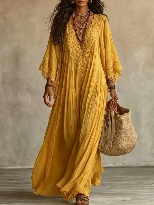WILLOW | Boho Kimono-Sleeve Maxi Dress with Effortless Vacation Charm