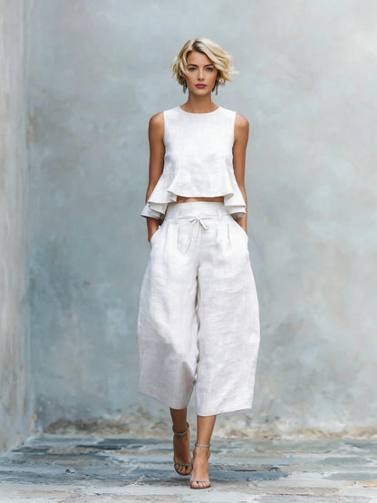 Women's Two-Piece Set with Ruffled Hem