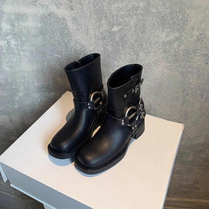 POTENCIANA™ – Classic Buckled Ankle Motorcycle Boots