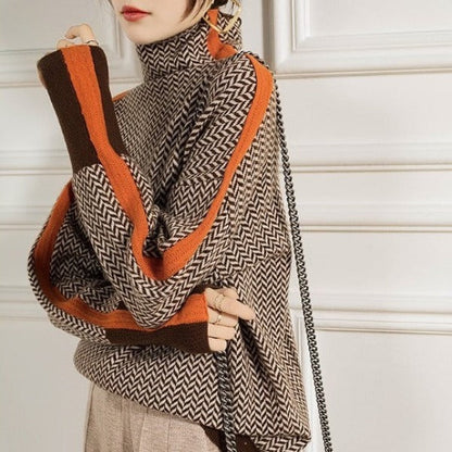 Clémence - High-neck sweater with contrasting stripes