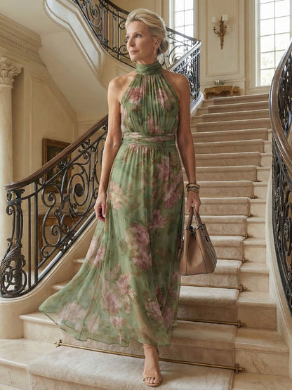 Elise | Gathered Halter Midi Dress
