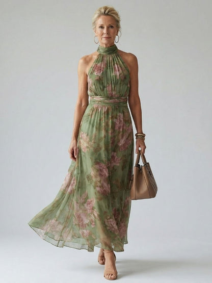 Elise | Gathered Halter Midi Dress