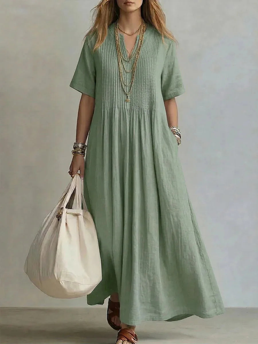 WREN | Blue Maxi Dress Short Sleeve