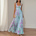 LYRA | Elegant Floral Maxi Dress with Flattering Pleated Silhouette
