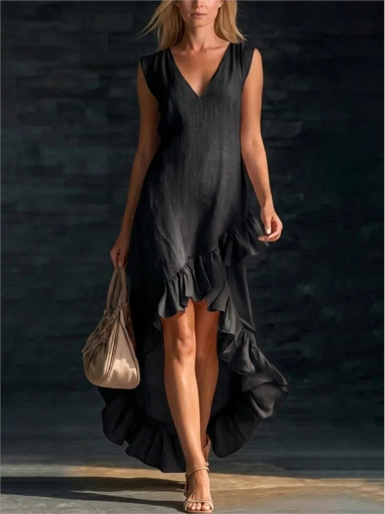 ROWAN | Sleeveless Maxi Dress with Ruffle Hem