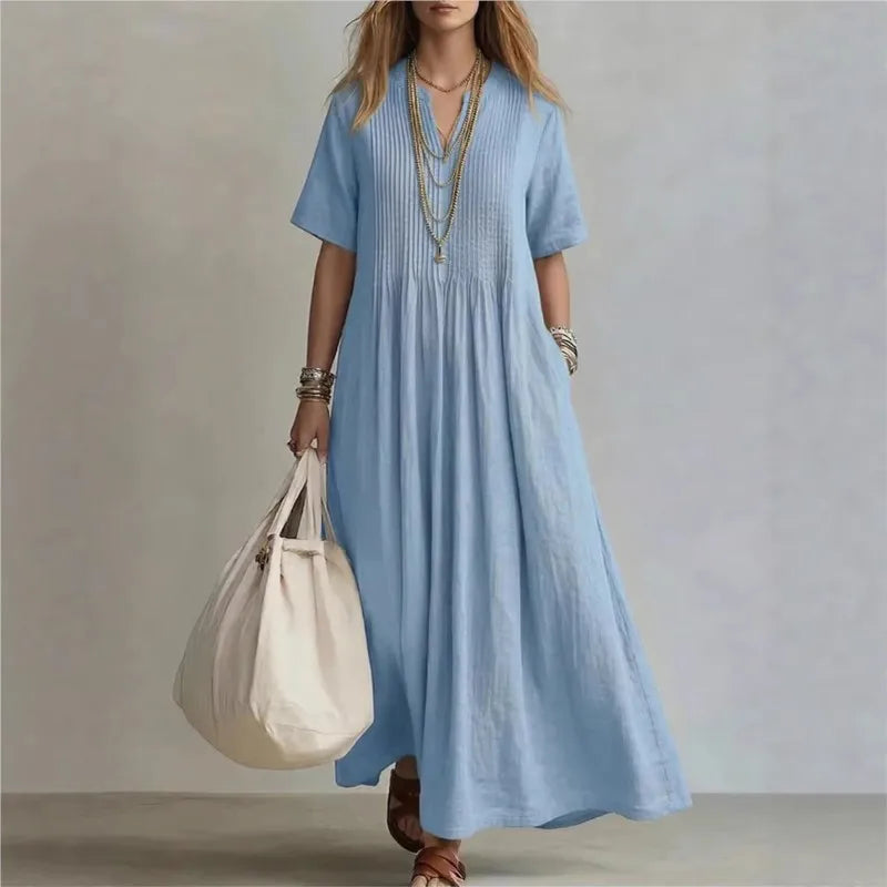 WREN | Blue Maxi Dress Short Sleeve