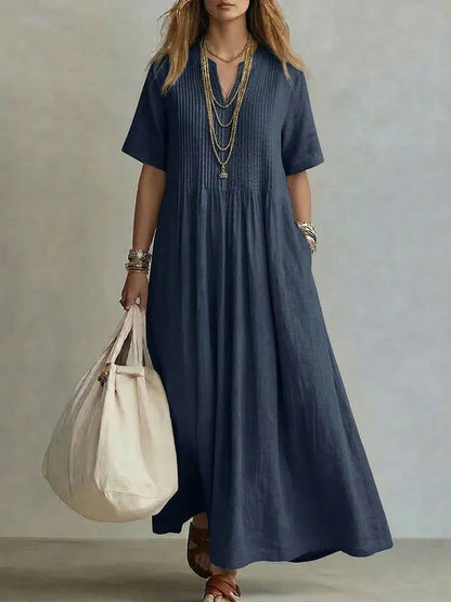 WREN | Blue Maxi Dress Short Sleeve