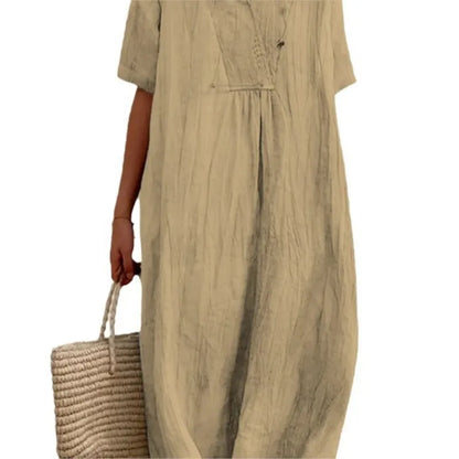 Sandra | Casual dress with linen texture and V-neck