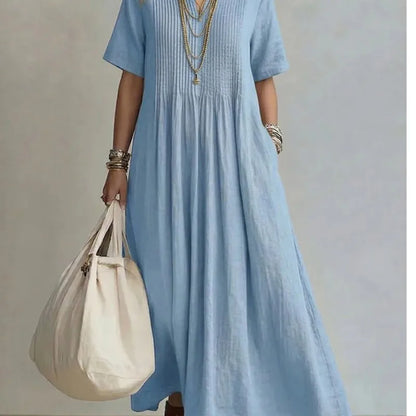 WREN | Blue Maxi Dress Short Sleeve