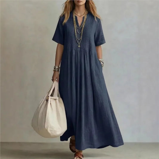 WREN | Blue Maxi Dress Short Sleeve