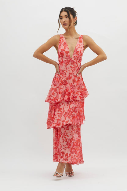 LISA | Floral Ruffle Maxi Dress