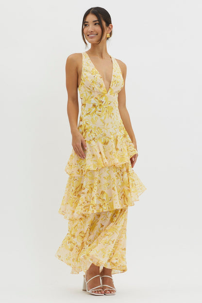 LISA | Floral Ruffle Maxi Dress