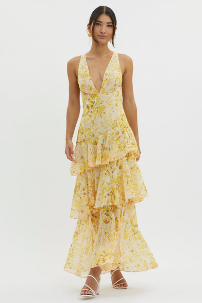 LISA | Floral Ruffle Maxi Dress