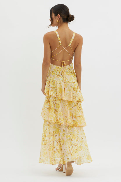LISA | Floral Ruffle Maxi Dress