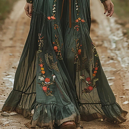 WILLA | Boho Maxi Dress with Tie Belt