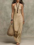 Lindsay | Halter Criss-Cross Maxi Dress