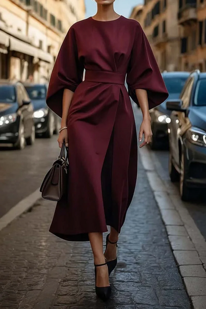 Sonia | Elegant Dress with Lantern Sleeves and Waistband