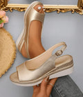Goldie | Peep-Toe Platform Sandals with Slingback Buckle and Espadrille Sole