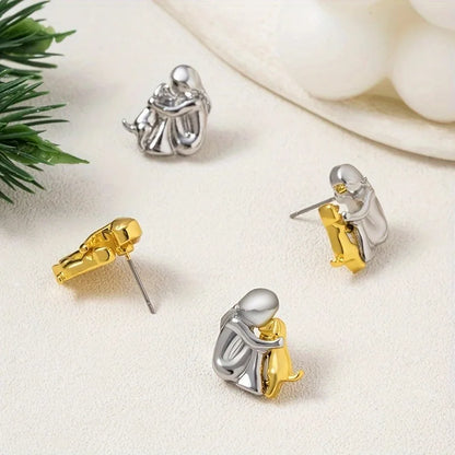 Bicolor Hugg Earrings in Silver and Gold