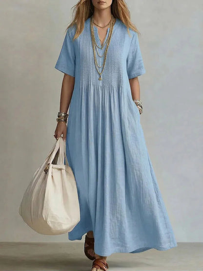 WREN | Blue Maxi Dress Short Sleeve