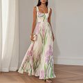 LYRA | Elegant Floral Maxi Dress with Flattering Pleated Silhouette