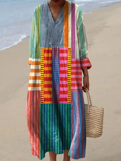 Lola - Retro Geometric Print Dress
