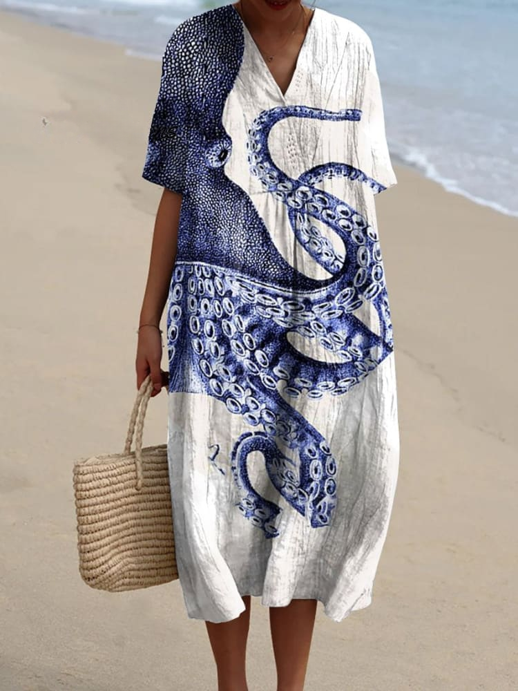 Clara - Casual Dress with Octopus Print