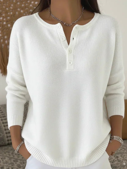 Helena™ | Henley Button-Up Knit Sweater