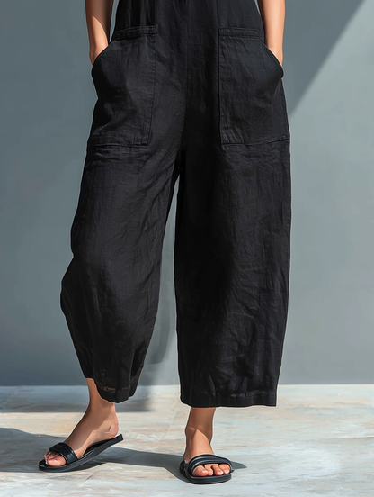 Harlow | Wide-Leg Button Cotton Jumpsuit
