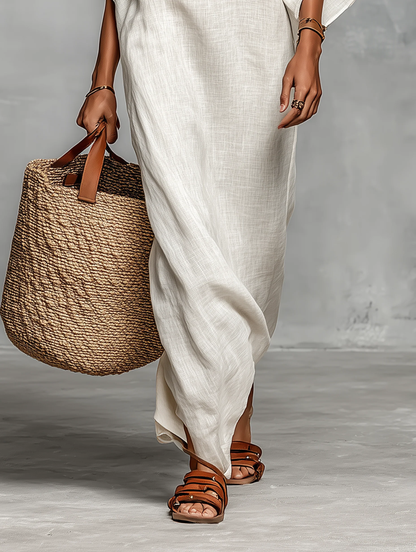 WILLOW | Off-Shoulder Striped Maxi Dress with Batwing Sleeves