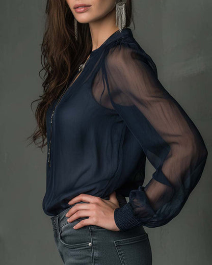 Helen | Half-Zip Blouse Long Sleeve Knit