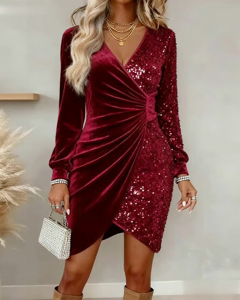 Emilia | Festive Midi Dress with V-neck