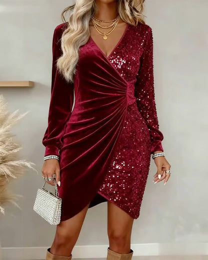 Emilia | Festive Midi Dress with V-neck