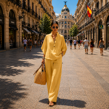 Mariel | Set with batwing sleeves and wide pants