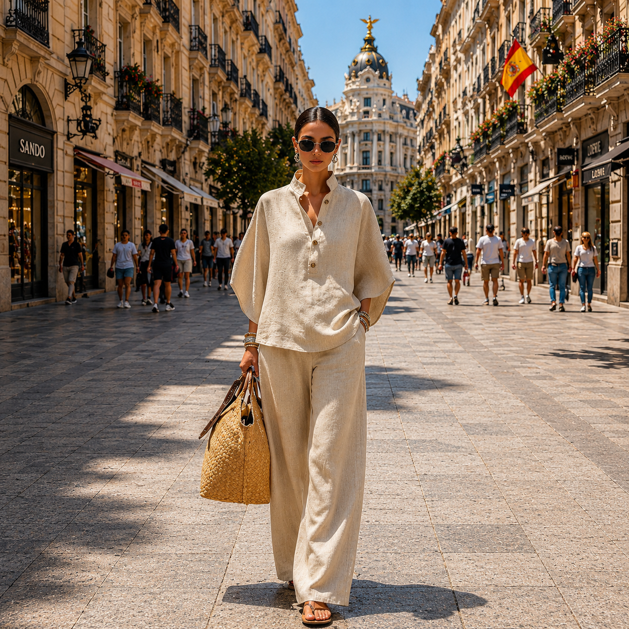 Mariel | Set with batwing sleeves and wide pants