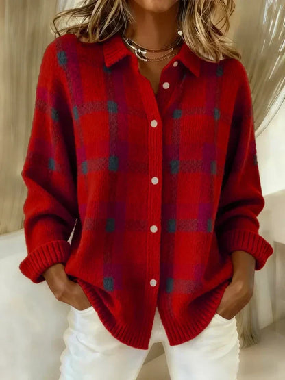 Victoria | Retro Check Casual Sweater with Contrast