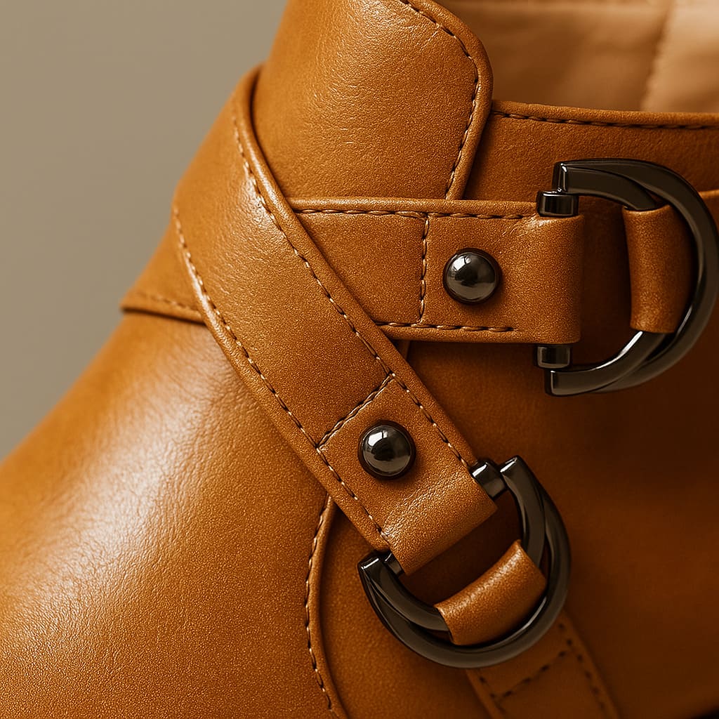 Valara Cross-Buckle Boots