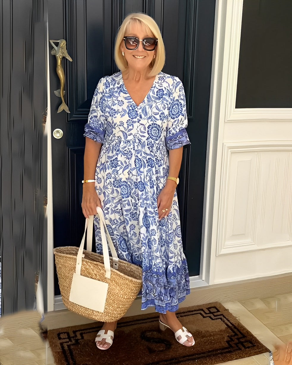 Ellie | Graceful V-Neck Floral Dress
