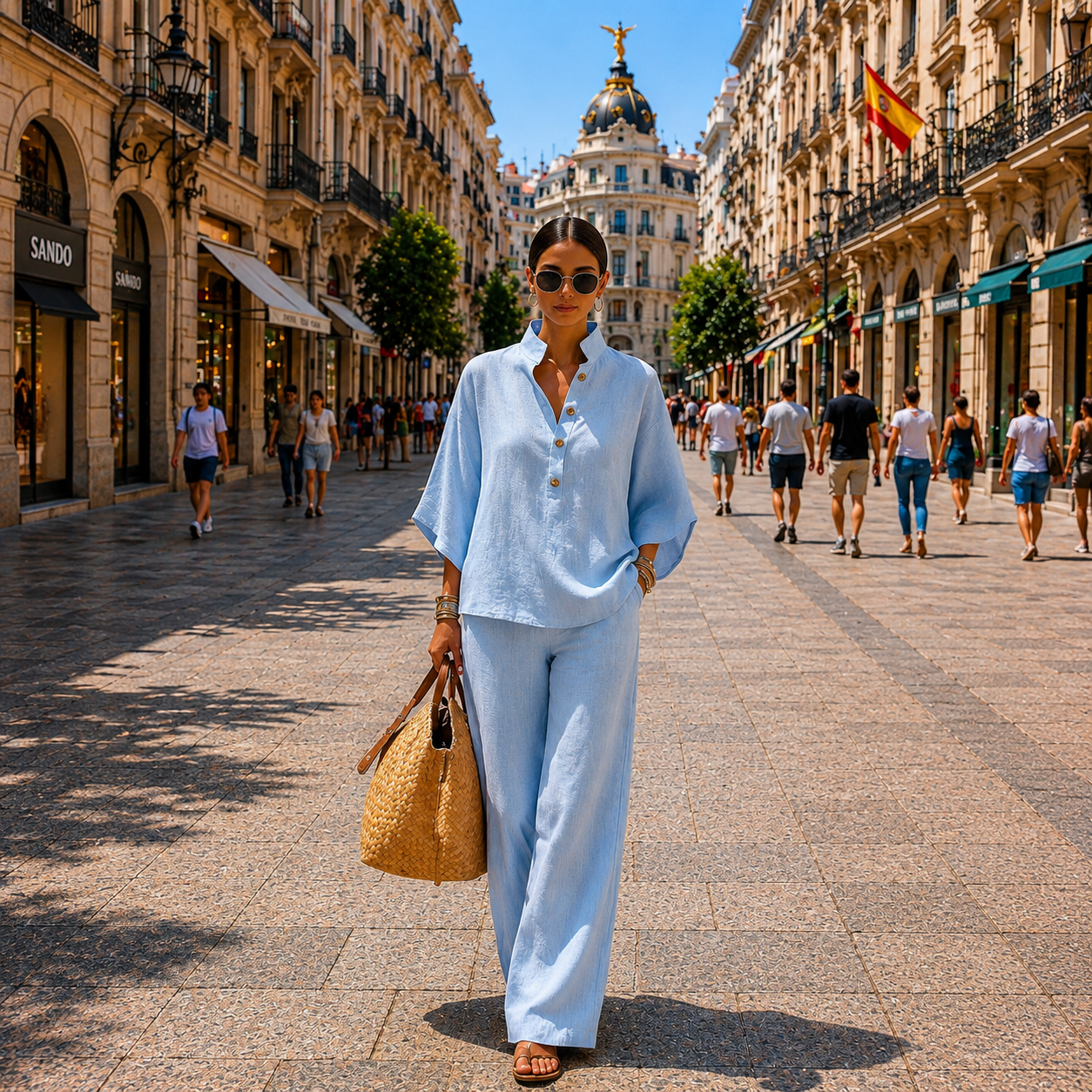 Mariel | Set with batwing sleeves and wide pants