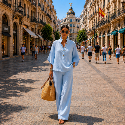 Mariel | Set with batwing sleeves and wide pants