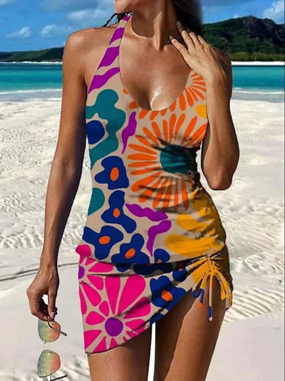 Fiesta – Graphic Floral Tankini with Shorts, Tummy Control Effect