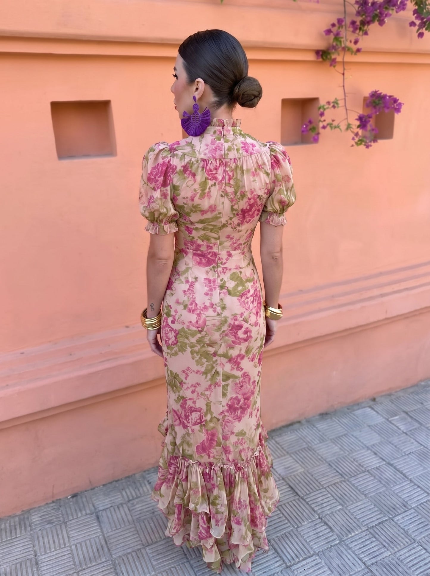 Mae — Vintage Long Dress with Rose Print