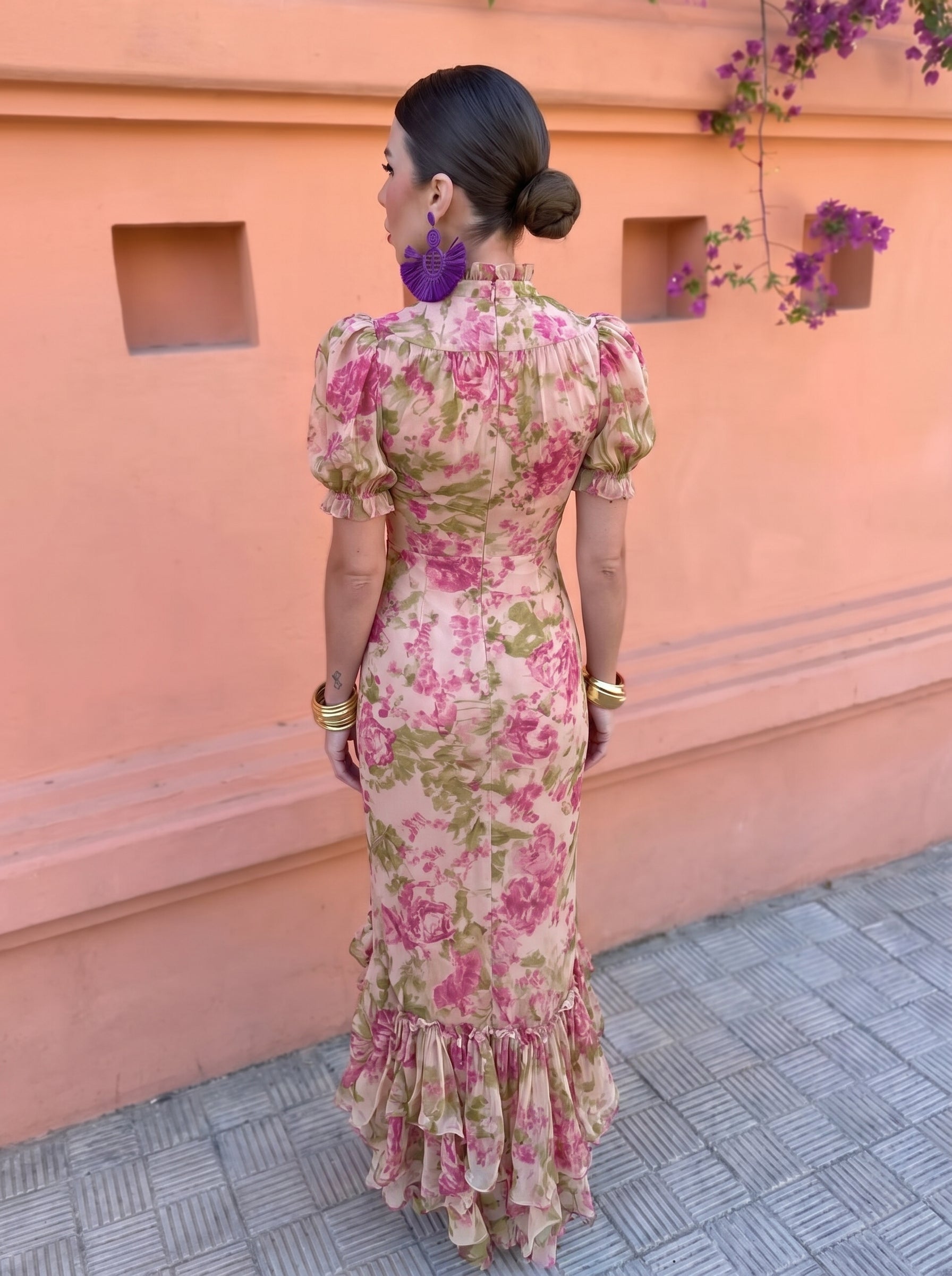 Mae — Vintage Long Dress with Rose Print