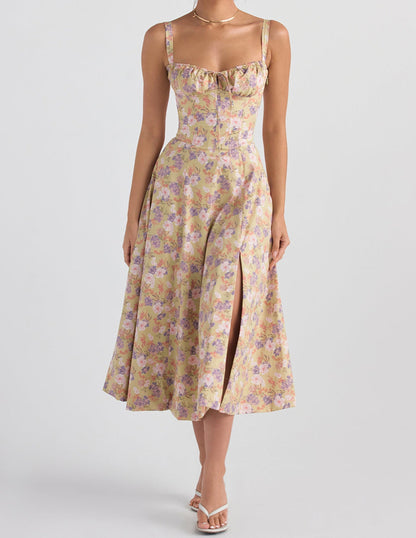 Zigzag Shirt Dress with Rose Print