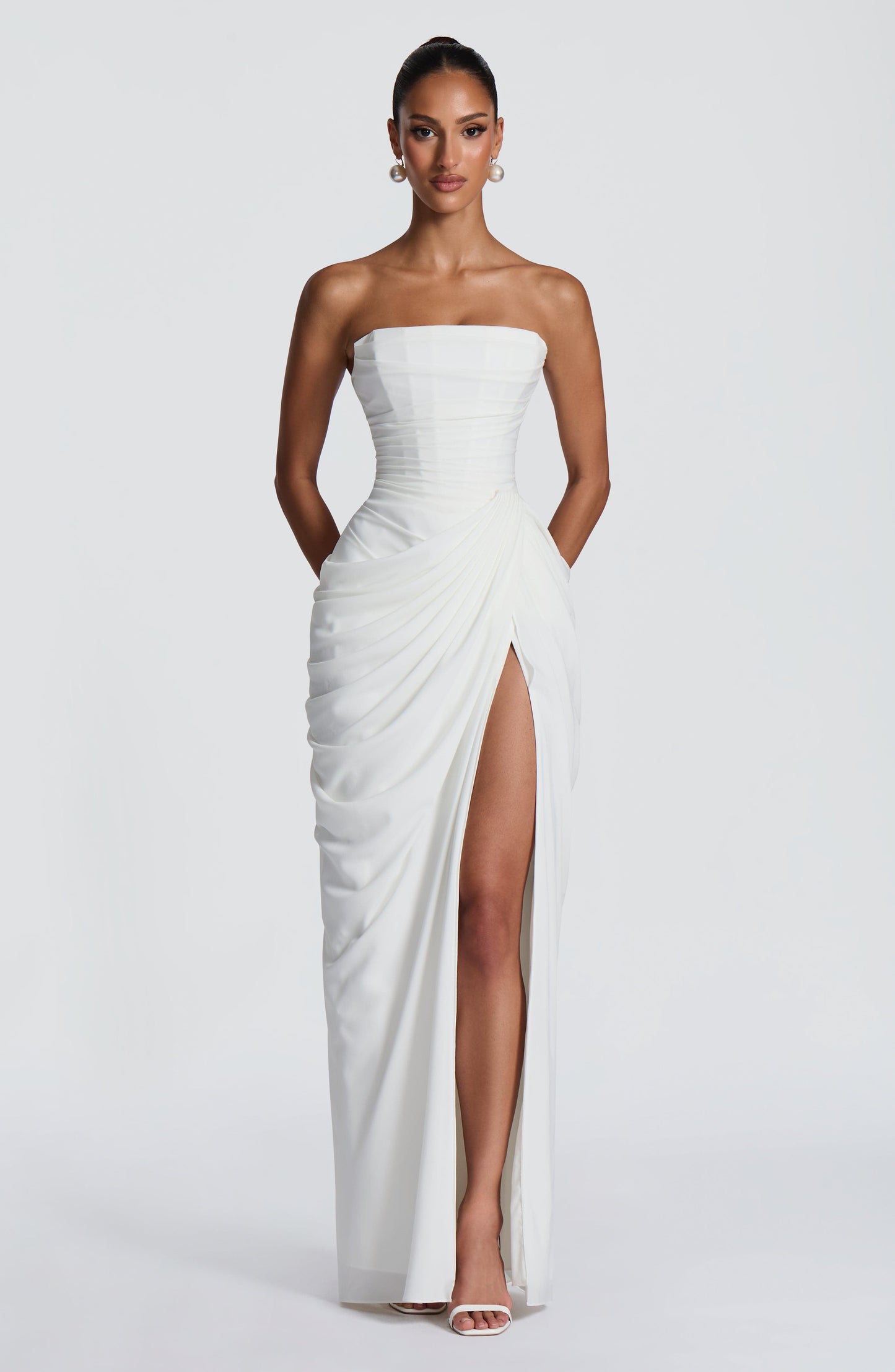 HANNAH | Elegant Maxi Dress with Draping and High Slit