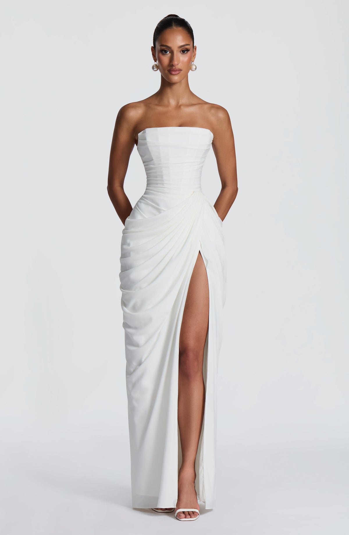 HANNAH | Elegant Maxi Dress with Draping and High Slit