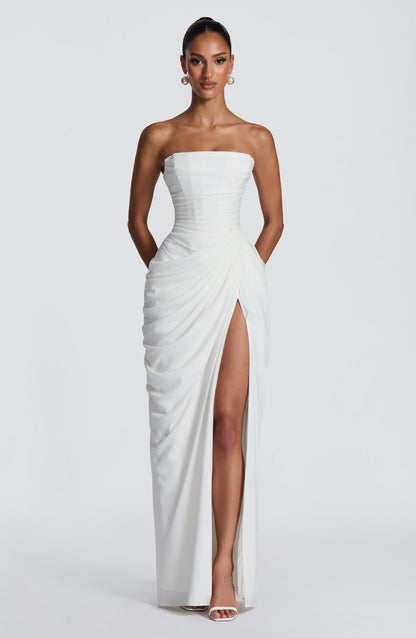 HANNAH | Elegant Maxi Dress with Draping and High Slit